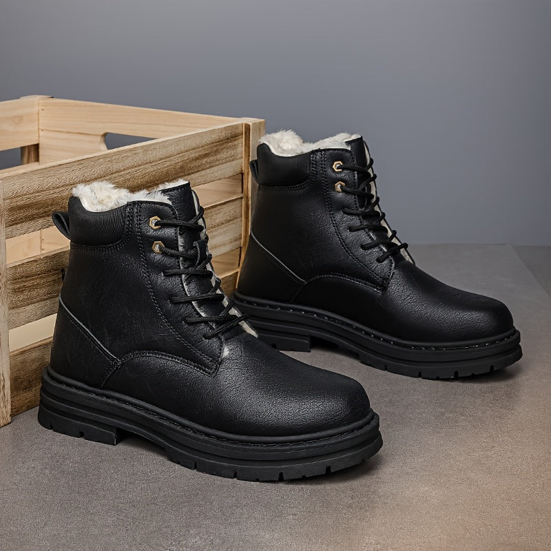 Herren Winterstiefel gefüttert Schnürstiefel Stiefelette mit Profilsohle