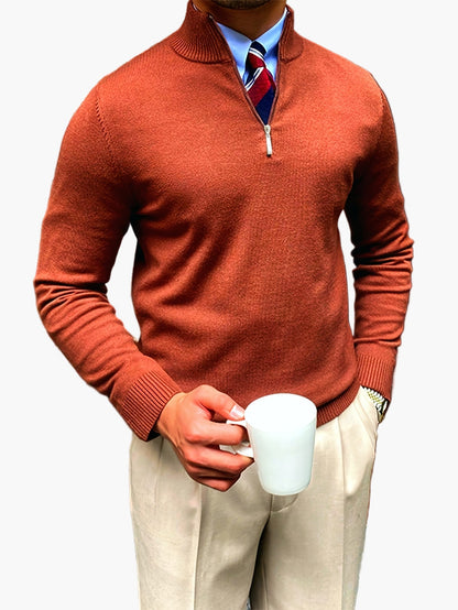 Herren Strickpullover mit Stehkragen und Reißverschluss – Eleganter Business & Freizeit Pullover