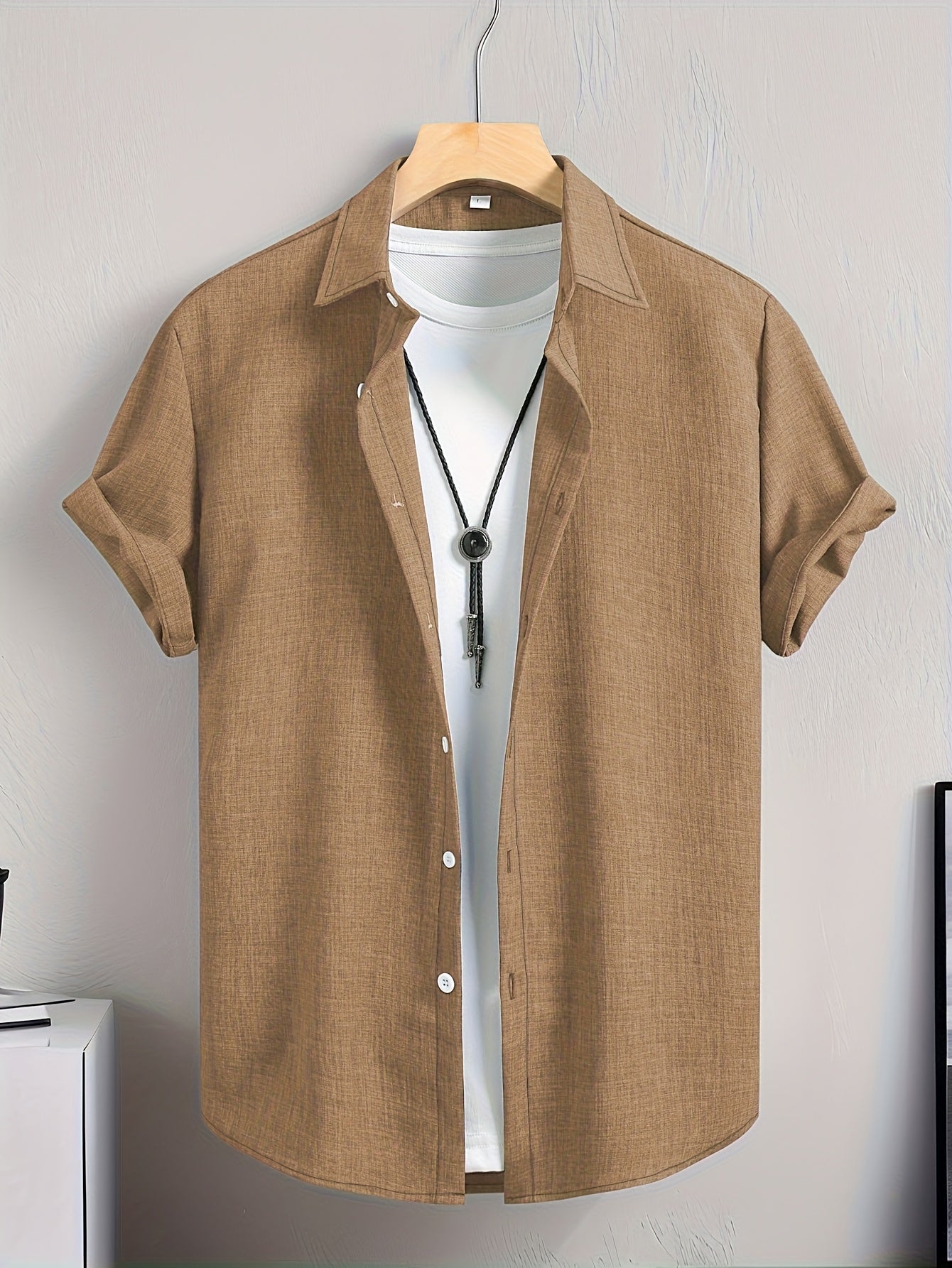 Herren Casual Kurzarm Hemd mit T-Shirt Layering Look – Stylisches Sommer Freizeithemd