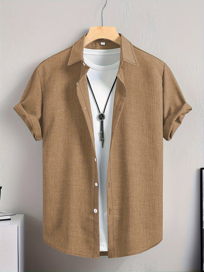 Herren Casual Kurzarm Hemd mit T-Shirt Layering Look – Stylisches Sommer Freizeithemd