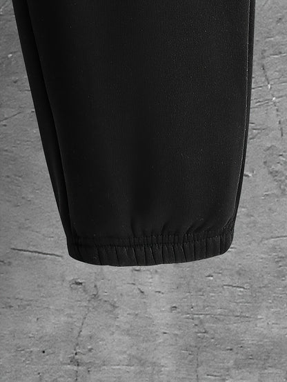 Herren Jogginganzug Set Schwarz mit Steppweste, Kapuzenpullover & Jogginghose