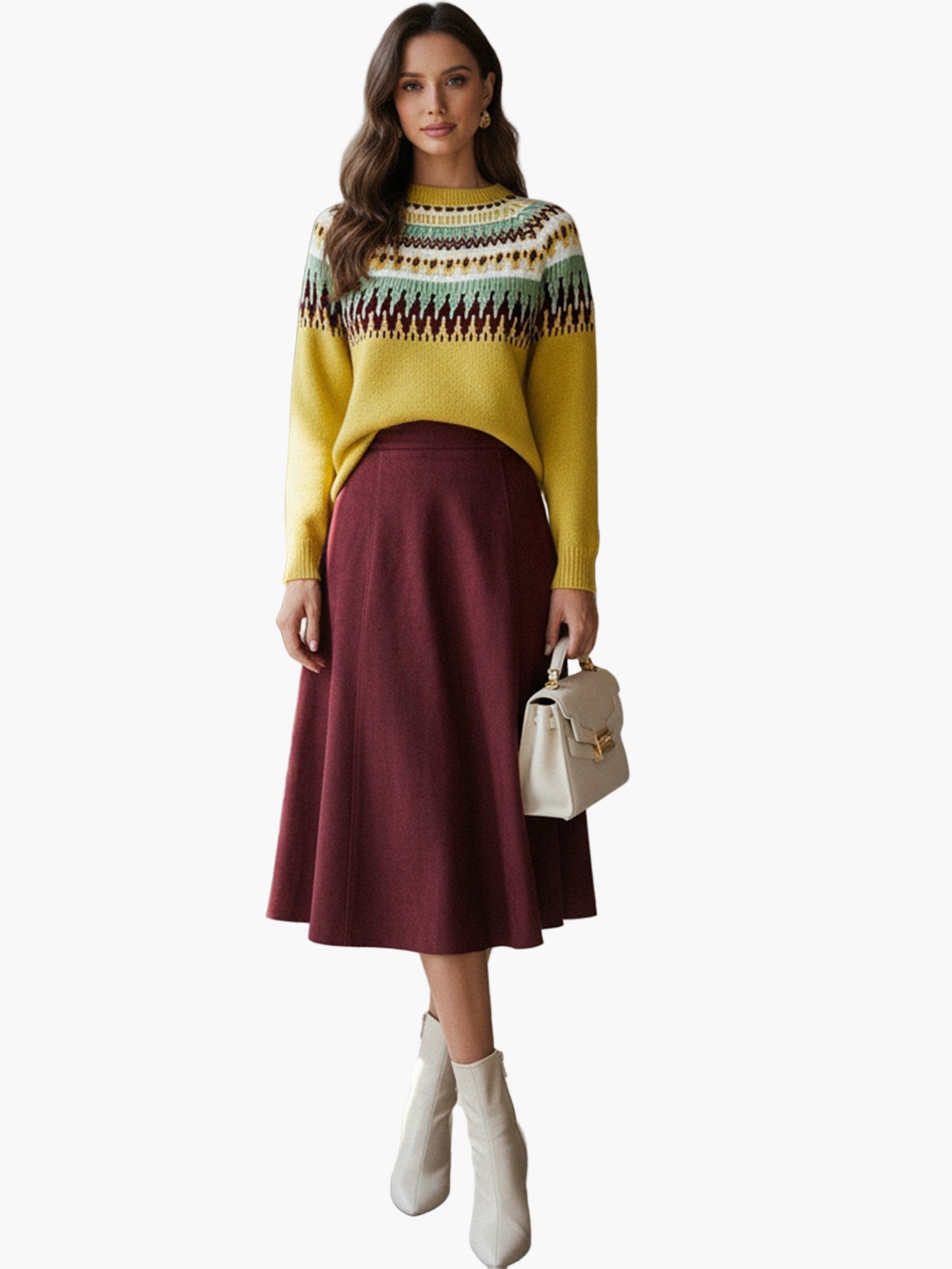 Damen Strickpullover im Norwegerstil für Herbst und Winter – Bequemer Freizeit-Look mit geometrischem Muster