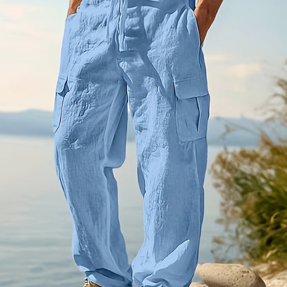 Herren Cargo-Loungehose mit weitem Bein und Kordelzug – Freizeit- und Strandstil