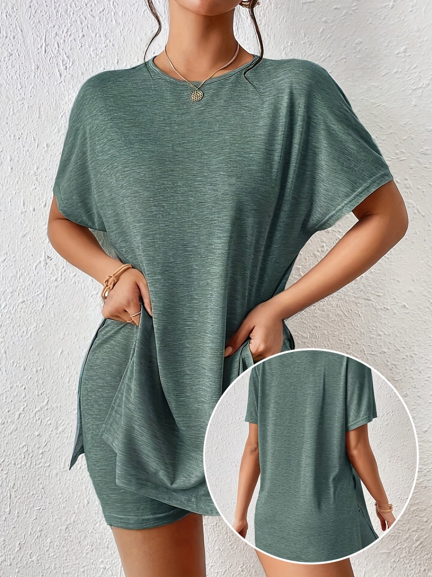 Damen Loungewear Set mit Oversize T-Shirt und Shorts – Eleganter Freizeit-Look für Zuhause oder Alltag