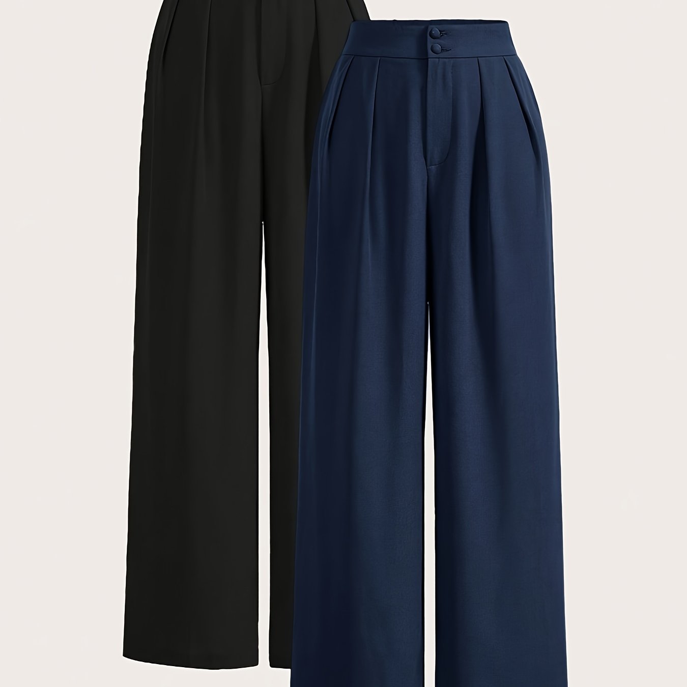 Damen Weite High-Waist Anzughose Elegant mit Bügelfalten Business & Freizeit