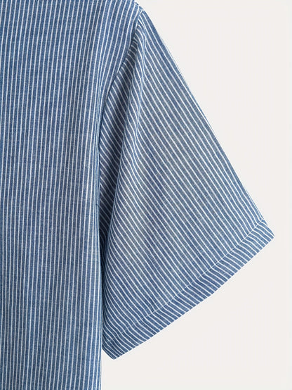 Herren Kurzarm-Henley mit Stehkragen und Streifen – Modernes Freizeitshirt für Alltag und Ausgehen