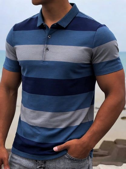 Herren Polohemd im modernen Streifen-Design – Stilvoll und Vielseitig für Freizeit und Business