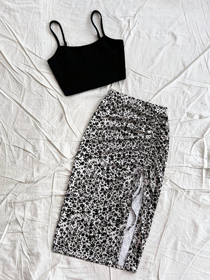 Damen Sommer-Set mit Crop Top und Blumenrock – Perfekt für Urlaub & Freizeit