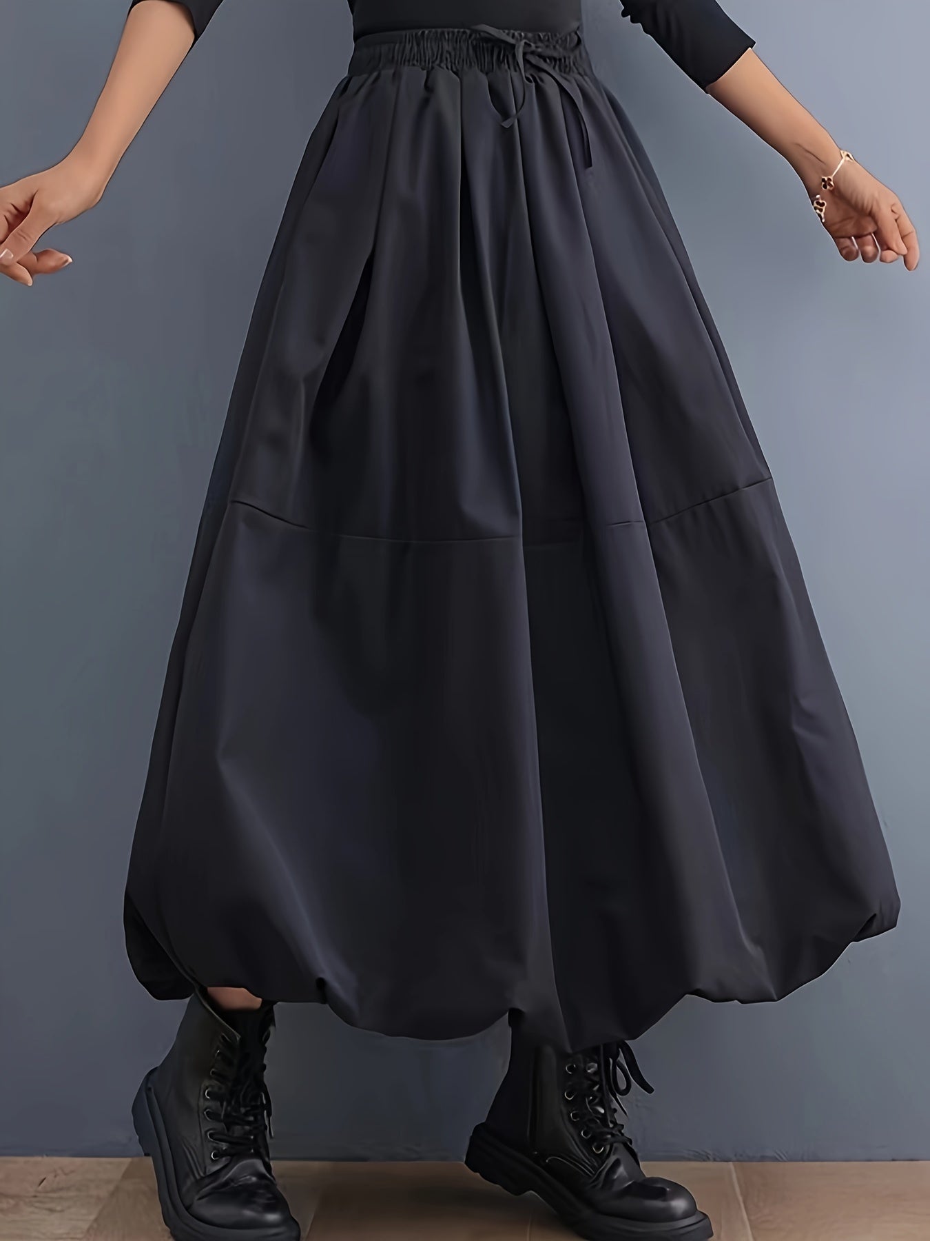 Damen Ballonrock Maxi Elegant mit Taschen – Weit, Modern, Alltag & Freizeit