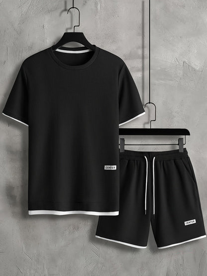 Herren Freizeit-Set Kurzarm T-Shirt & Shorts Lounge Outfit – Bequemes Sommer Homewear