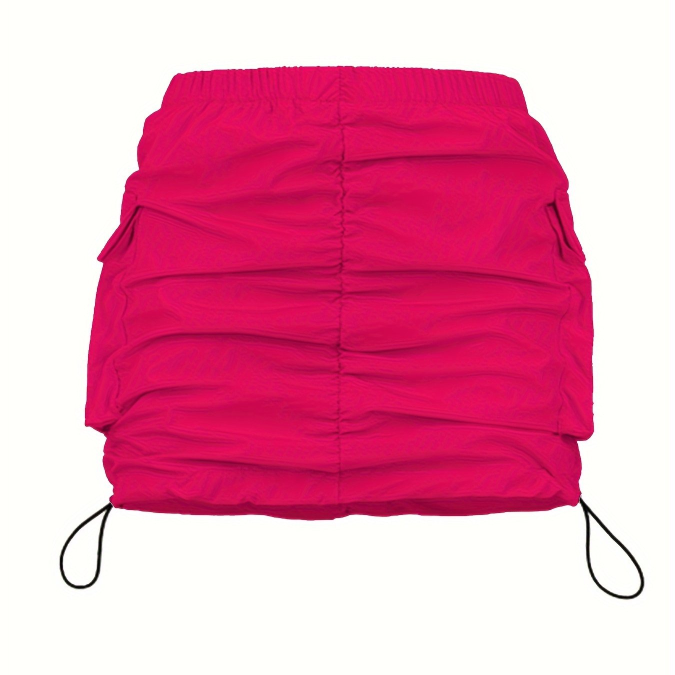 Damen Utility Minirock mit Raffung und Kordelzug – Streetstyle Cargo Skirt