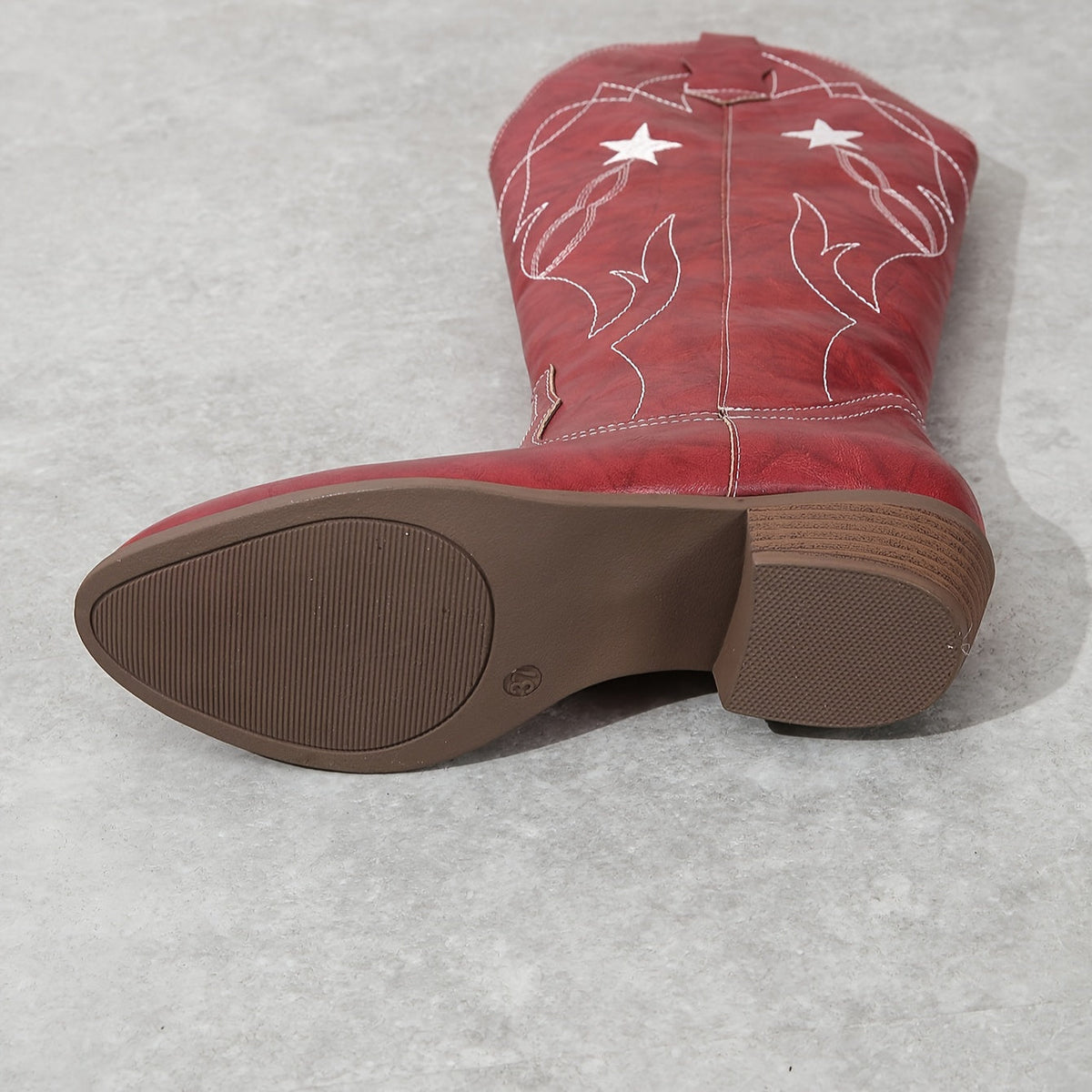 Rote Cowboystiefel für Damen mit weißen Sternen und Stickereien