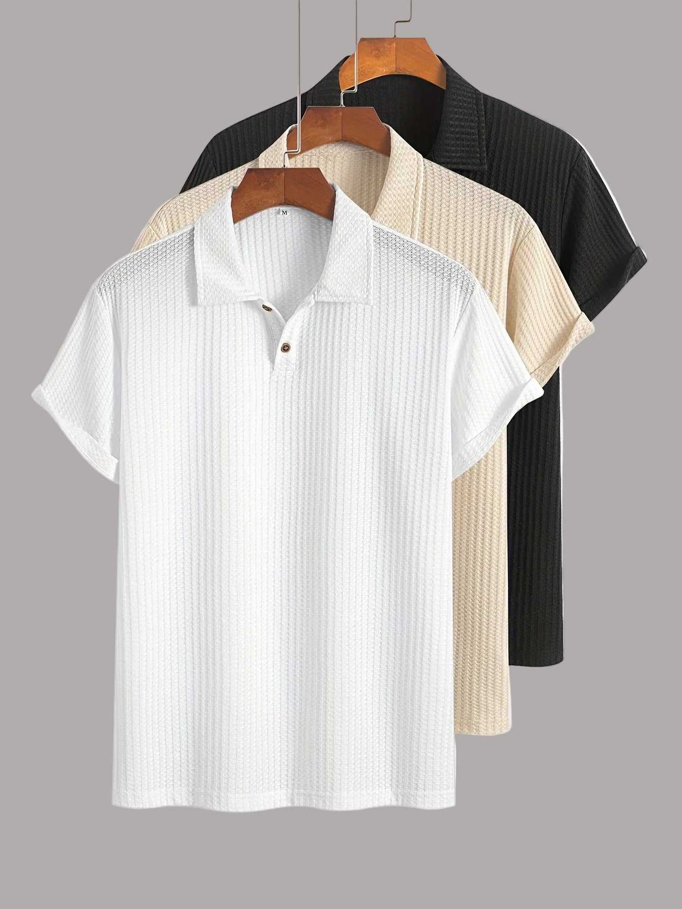 Herren Poloshirt Set Kurzarm – Klassischer Stil mit Modernem Strukturmuster, Vielseitig für Büro & Freizeit