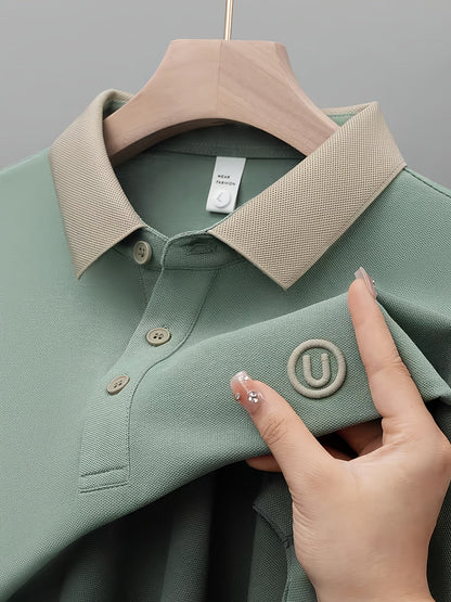 Herren Poloshirt mit Kontrastkragen und Sticklogo – Casual Style für Alltag und Freizeit