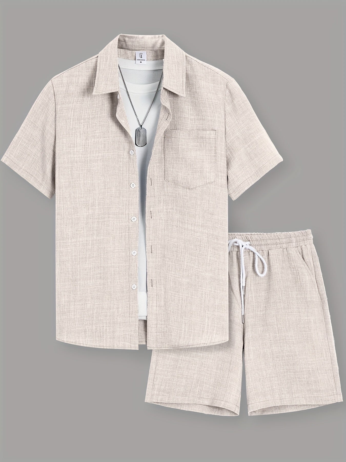 Herren Sommer Freizeit Set – Kurzarm Hemd & Shorts, Modernes 2-teiliges Outfit für Alltag und Urlaub