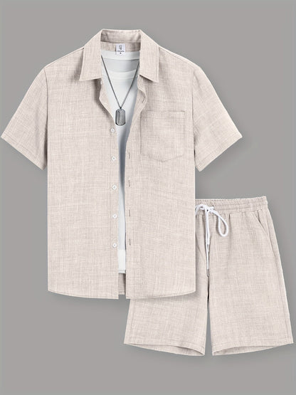 Herren Sommer Freizeit Set – Kurzarm Hemd & Shorts, Modernes 2-teiliges Outfit für Alltag und Urlaub