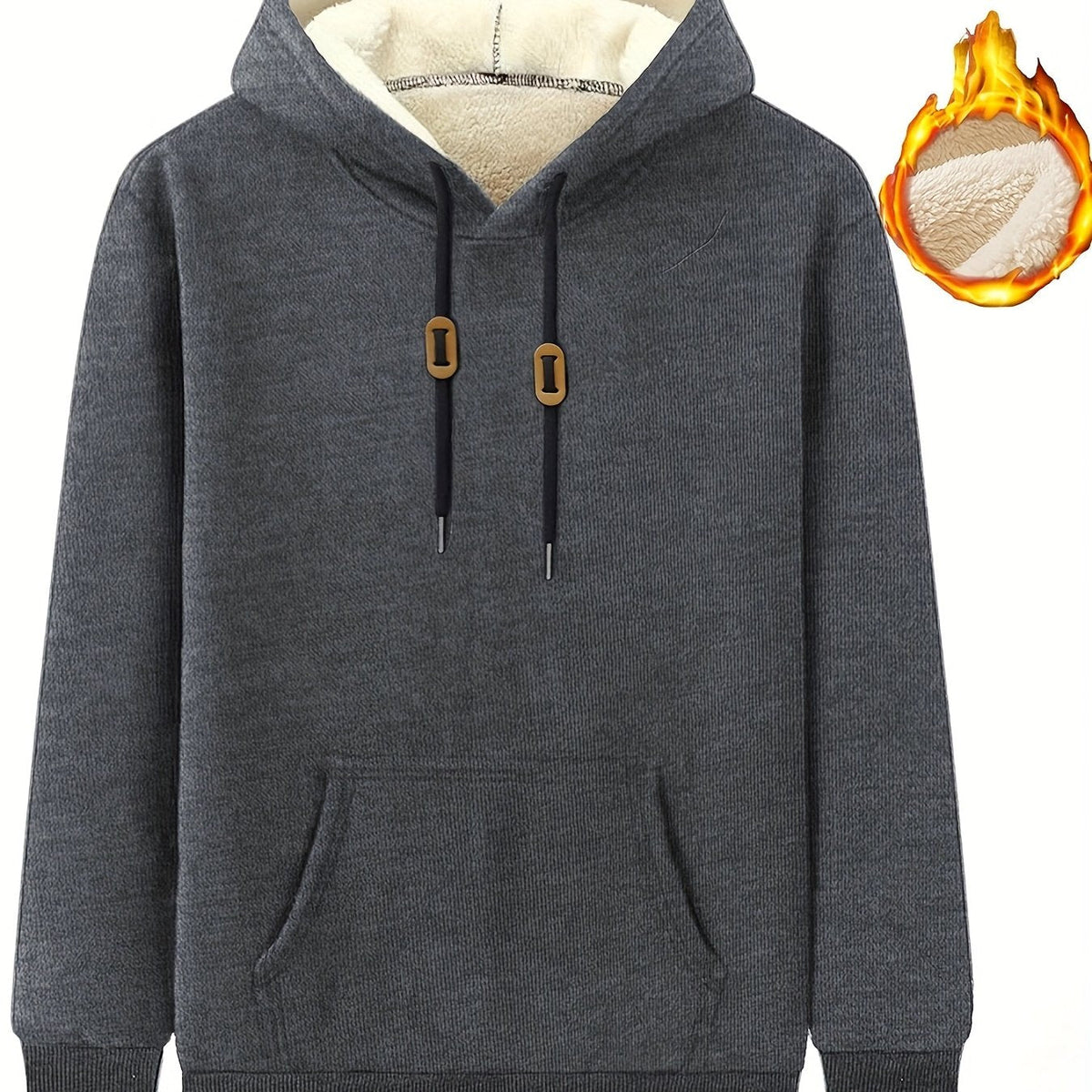 Hoodie mit Kapuze, gefüttert, Bauchtasche, Kordelzug