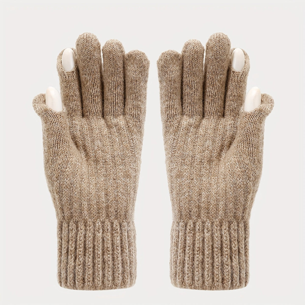Geripptes Strickmützen-Schal-Handschuh-Set, Winter Accessoire Set in Uni-Farben