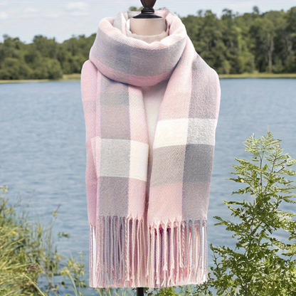 Karierter Schal mit Fransen weich Plaid-Muster