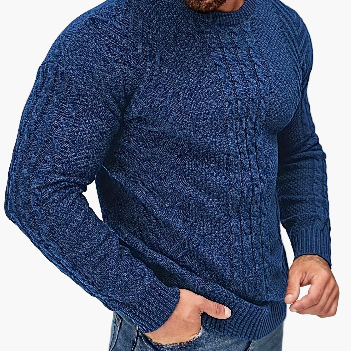 Herren Strickpullover mit Zopfmuster – Modischer Freizeitpulli für Herbst & Winter