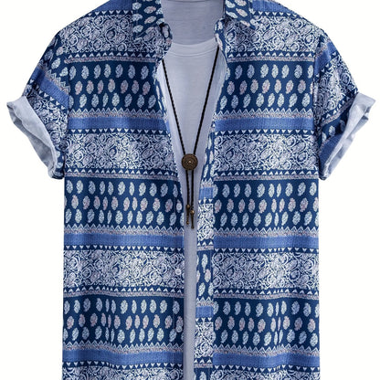 Herren Kurzarm Freizeithemd mit Muschel-Print – Modernes Urlaubshemd für Strand und Sommer