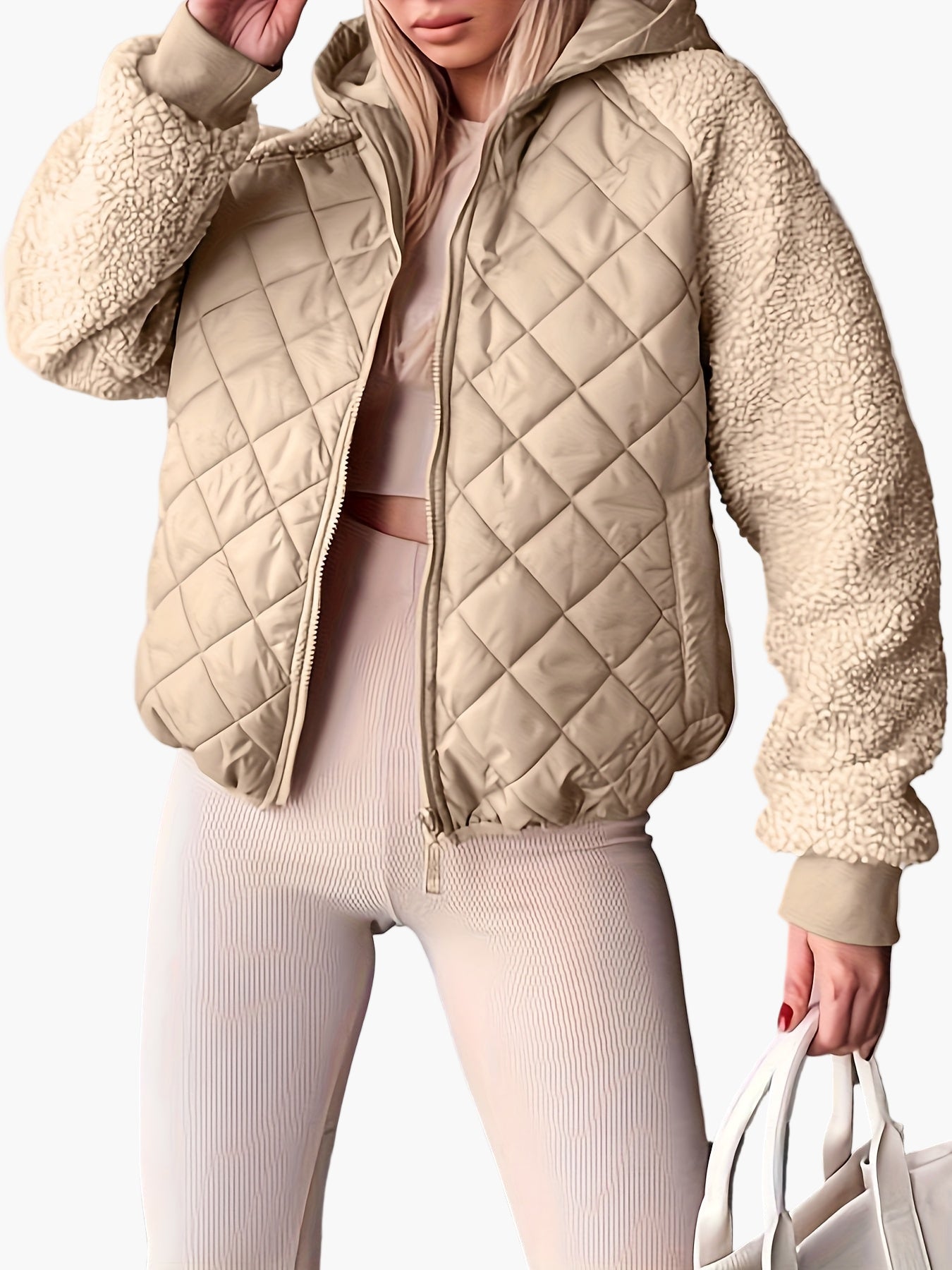 Damen Steppjacke im modernen Streetwear-Stil mit Kapuze – Übergangsjacke für Alltag und Freizeit