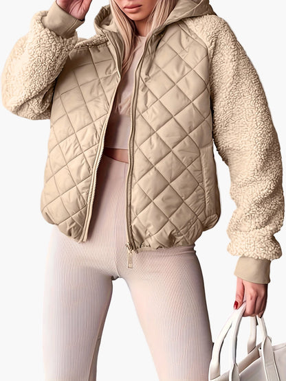 Damen Steppjacke im modernen Streetwear-Stil mit Kapuze – Übergangsjacke für Alltag und Freizeit