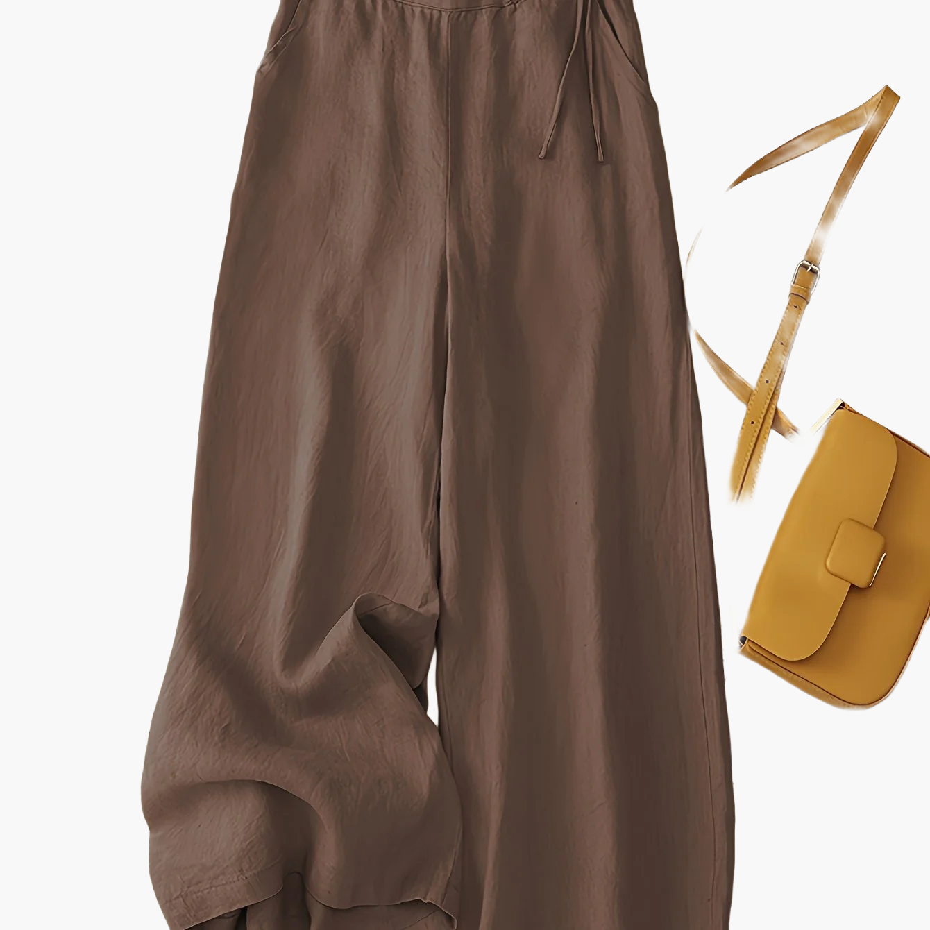 Damen Elegante Weite Freizeithose mit Bindegürtel – Lockerer Business & Alltagsstil