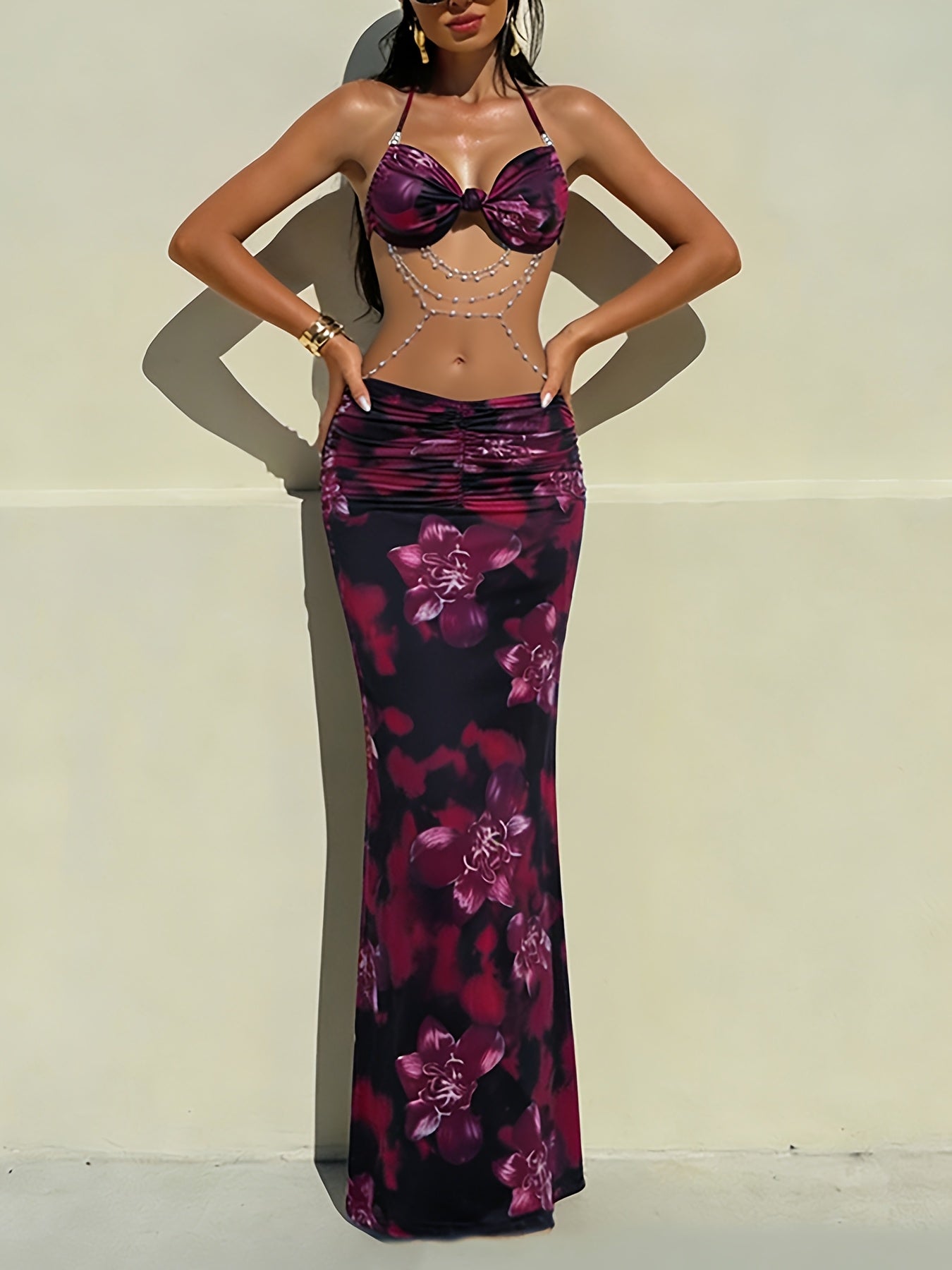 Damen Cut-Out Maxikleid im modernen Design für besondere Anlässe und Urlaubs-Looks