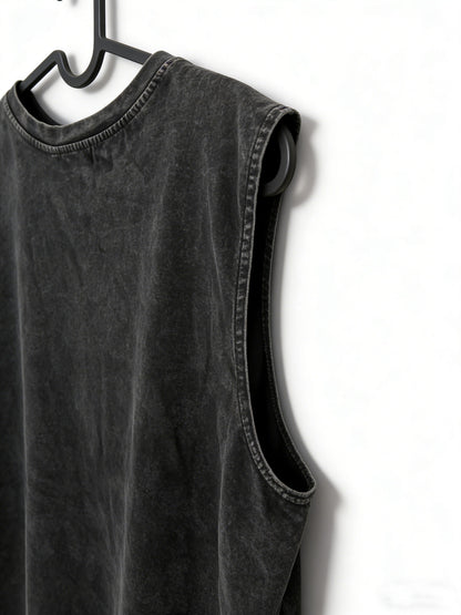 Herren Vintage Streetstyle Muskelshirt mit Stier-Print und Distressed Denim Shorts, lässig für Sommer & Freizeit