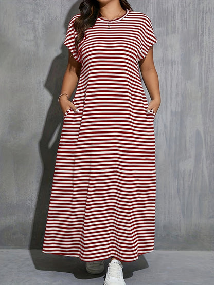 Damen Maxikleid im Streifenlook – Freizeit & Alltag, bequemer Schnitt, modern