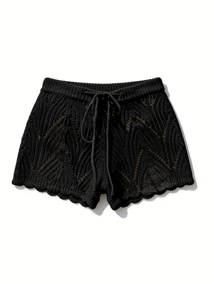Damen Häkelshorts Strand Look – Luftige Bade- und Freizeitshorts mit Drawstring