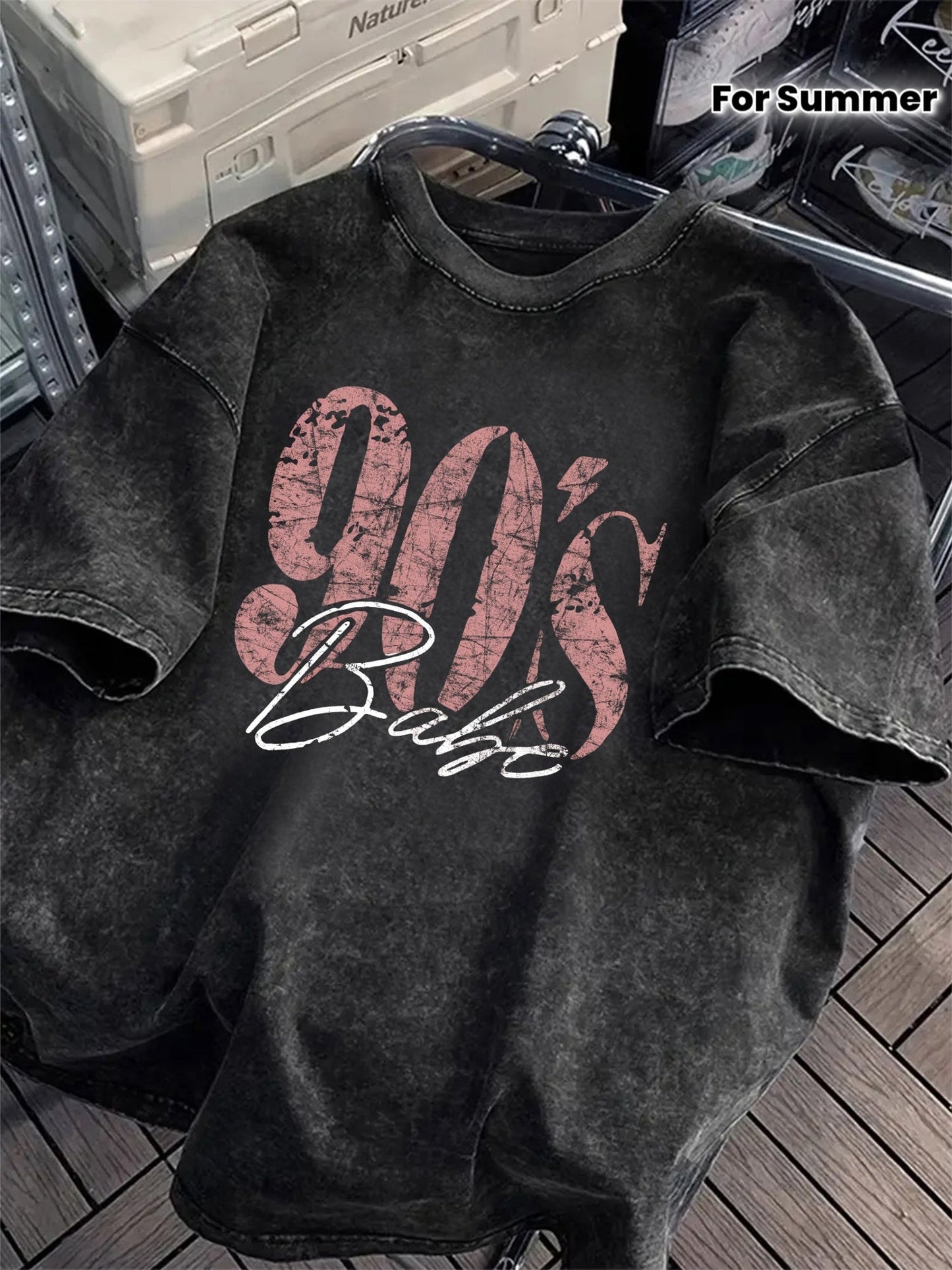 Damen Vintage Oversize T-Shirt mit 90's Babe Retro Print – Streetwear Style