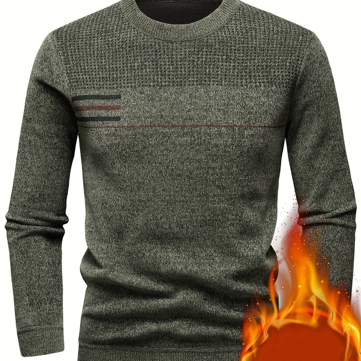 Herren Pullover Rundhals Langarm Strickpullover mit Streifenmuster