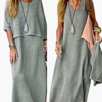 Damen Zweiteiliges Maxikleid Set Casual Sommer Boho Stil