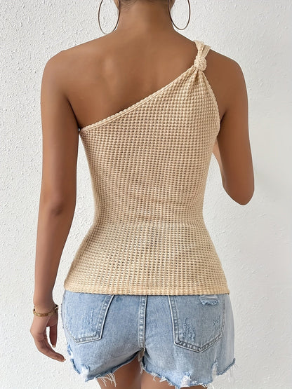 Damen Ein-Schulter Strick Crop Top im modernen Streetstyle Look