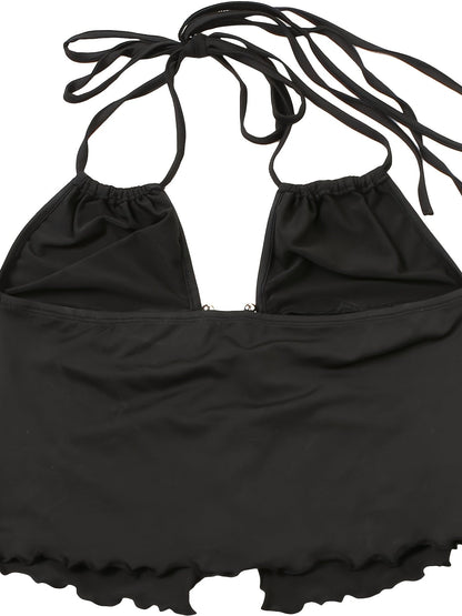 Damen Cut-Out Halter Top mit Ring-Detail – Trendiges Party- und Ausgehoberteil