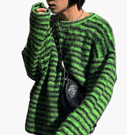 Herren Streetwear Strickpullover mit Streifen – Lockerer Stil für Herbst und Winter