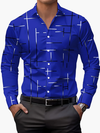 Herren Modernes Business-Freizeithemd mit Geometrischem Print, Stilvoll für Büro und Alltag