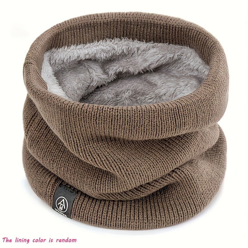 Unisex Strick Schal Schlauchschal mit Fleece-Futter Winter Warm