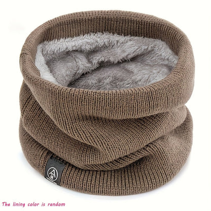 Unisex Strick Schal Schlauchschal mit Fleece-Futter Winter Warm