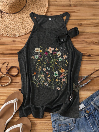 Damen Sommer Tanktop mit Blumenmuster – Lässiges Freizeitshirt für den Alltag und Urlaub