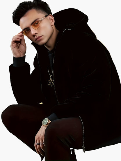 Herren Fleece Jacke mit Kapuze – Modische Winterjacke für Freizeit & Alltag – Warm & Stylisch