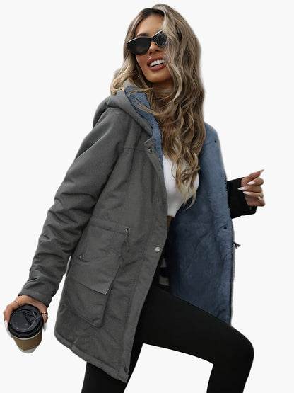 Damen Winterparka mit Kapuze und Fleece-Futter – Lässiger Outdoor-Mantel