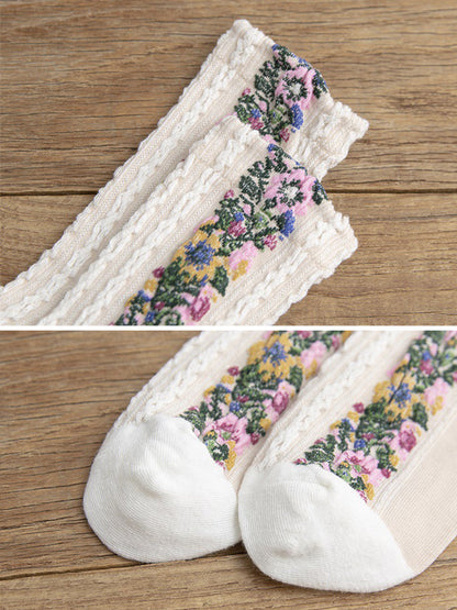 Damen Socken mit Blumenmuster Jacquard – Modisch & Bequem für Alltag und Freizeit