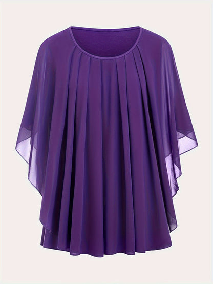 Damen Elegante Oversize Chiffon Bluse für Ausgehen und Büro