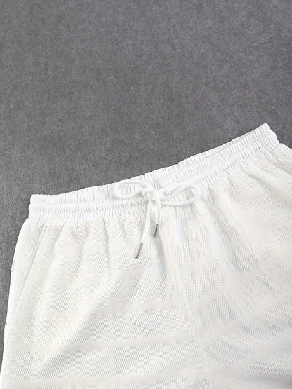 Herren Sport Set Ärmelloses Tanktop und Shorts Modernes Mesh Design Fitness & Freizeit