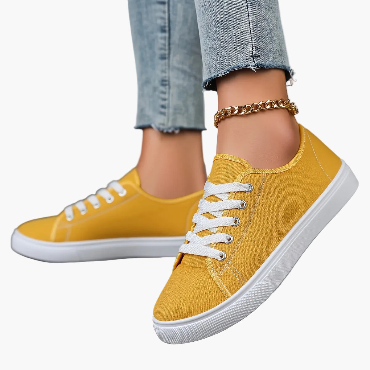 Damen Freizeit-Sneaker mit Schnürung – Bequeme Low-Top Schuhe für Alltag und Freizeit