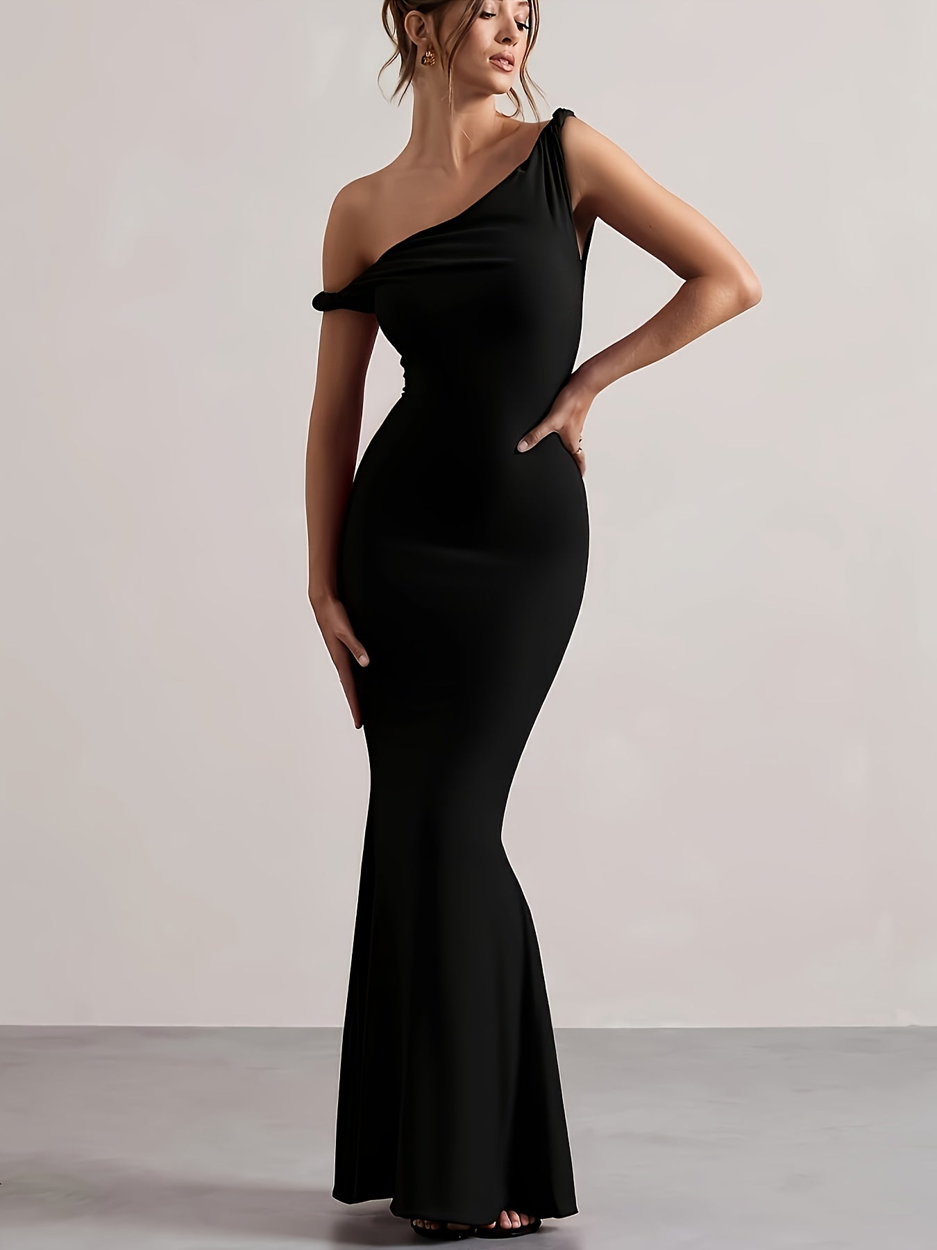 Damen Abendkleid Elegant One-Shoulder Maxikleid Figurbetont für besondere Anlässe