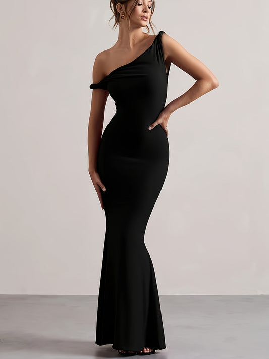 Damen Abendkleid Elegant One-Shoulder Maxikleid Figurbetont für besondere Anlässe